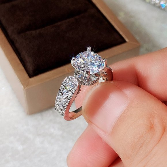 Round Solitaire Pave Engagement Ring - Picture 13 of 16